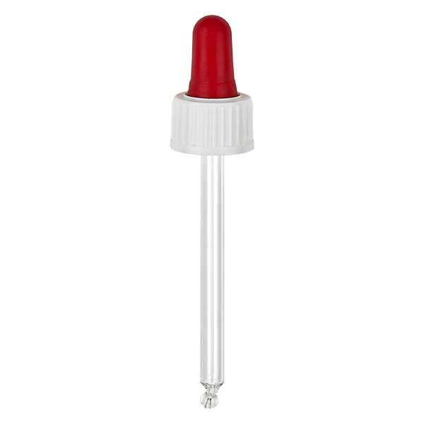 Pipetta con contagocce in vetro colore bianco/rosso 18 mm PL78 standard