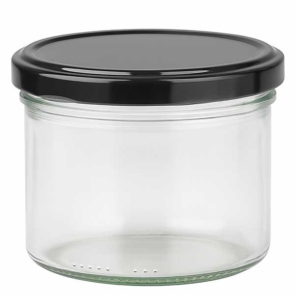 UNiTWIST 230ml vetro cilindrico + coperchio BasicSeal nero