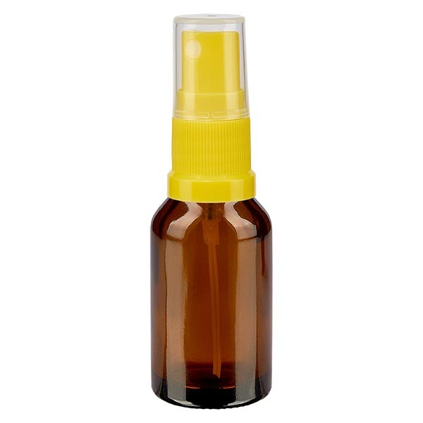 Flacone in vetro marrone 15 ml con nebulizzatore a pompa colore giallo