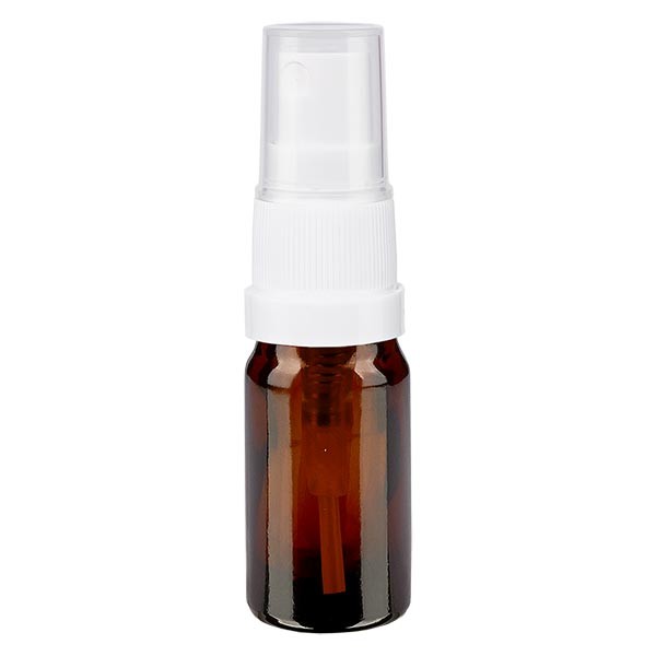 Flacone in vetro marrone 5 ml con nebulizzatore a pompa colore bianco