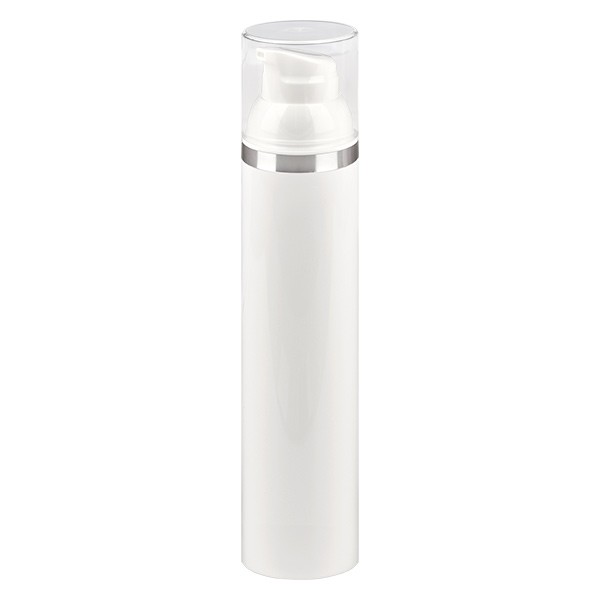 Dispenser Airless da 100 ml bianco con goffratura argento