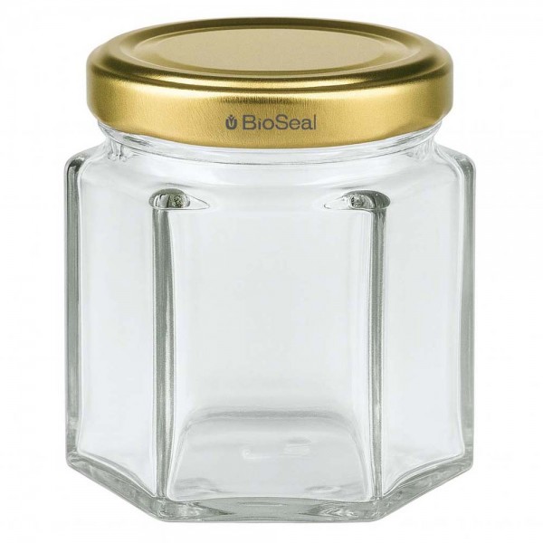 Vasetto per miele da 60 g con capsula dorata BioSeal UNiTWIST
