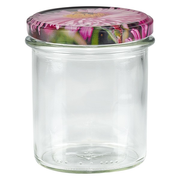Bicchiere da 350 ml + coperchio BasicSeal con decoro a fiori UNiTWiST