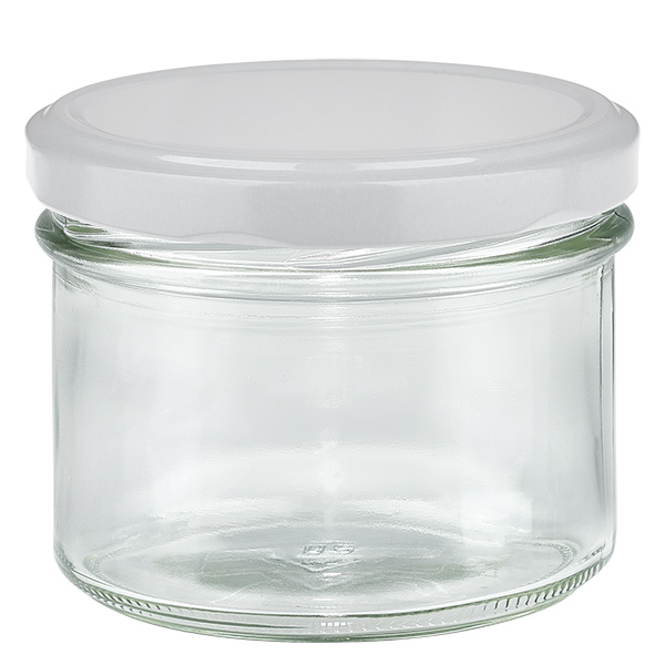Gouveo Set 24 Barattoli Per Conserve 200 Ml - Vetro Con Coperchio Twist-Off A Quadri Blu E Bianco