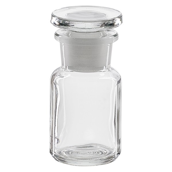 Apothekerflasche 50 ml Weithals Klarglas inkl. Glasstopfen