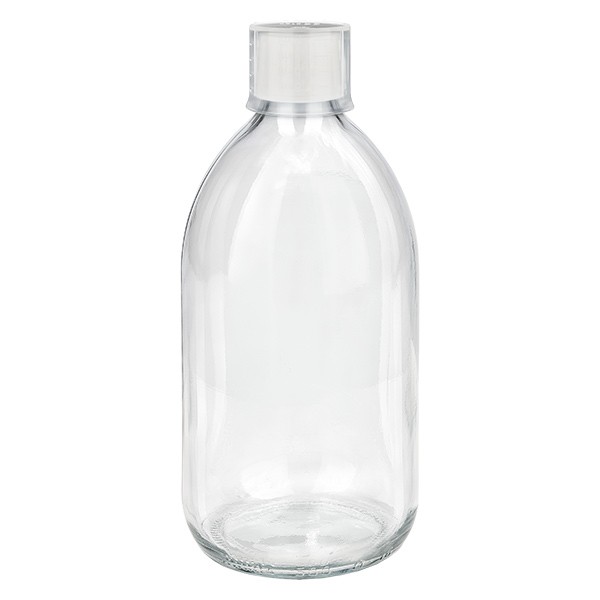 Bouteille médicale clair de 500 ml avec gobelet doseur