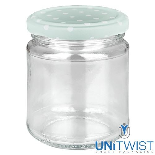 Bottiglia rotonda da 212 ml + tappo BasicSeal a pois color menta UNiTWIST®