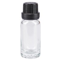 Flacone da farmacia 10 ml trasparente con tappo a vite ermetico antimanomissione colore nero Flacone da farmacia 10 ml trasparente con tappo a vite ermetico antimanomissione colore nero