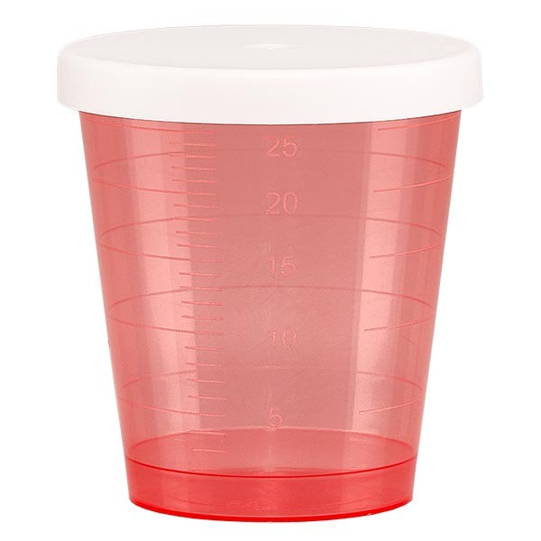 Bicchiere per medicinali 30 ml incl. tappo a scatto (bicchiere graduato/bicchiere per grappa) colore: rosso