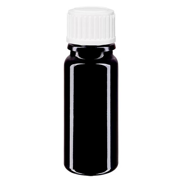 Flacone da farmacia 10 ml colore viola con tappo contagocce standard 0,8 mm colore bianco