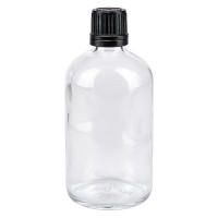 Flacone da farmacia 100 ml trasparente con tappo contagocce premium 1 mm antimanomissione colore nero Flacone da farmacia 100 ml trasparente con tappo contagocce premium 1 mm antimanomissione colore nero
