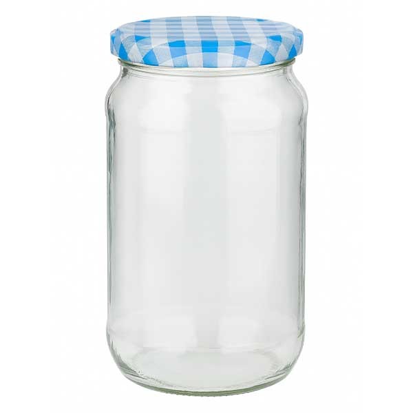 1062ml vetro rotondo + coperchio BasicSeal blu/bianco UNiTWiST