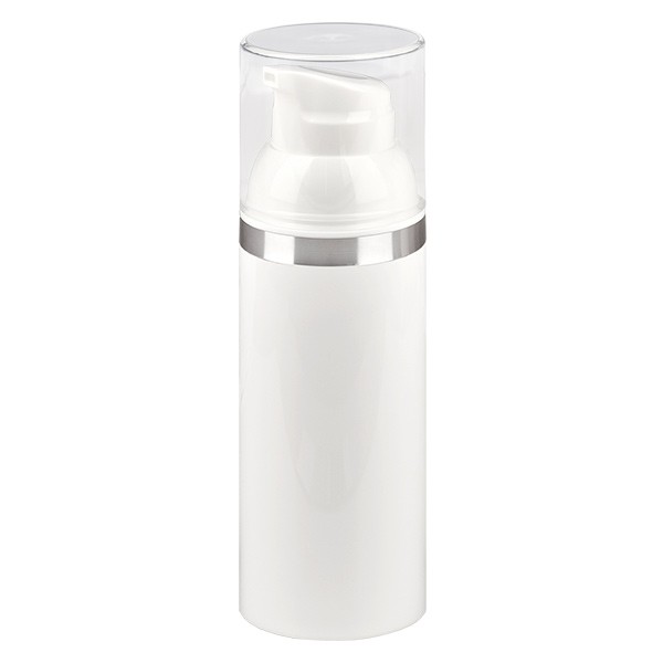 Dispenser Airless da 50 ml bianco con goffratura argento