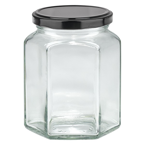 288 ml Hexaglass con coperchio BasicSeal nero UNiTWiST