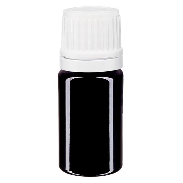 Flacone da farmacia 5 ml colore viola con tappo contagocce 1,2 mm antimanomissione colore bianco