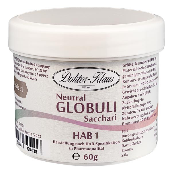 Granuli neutri HAB1 60 g da 100% puro saccarosio