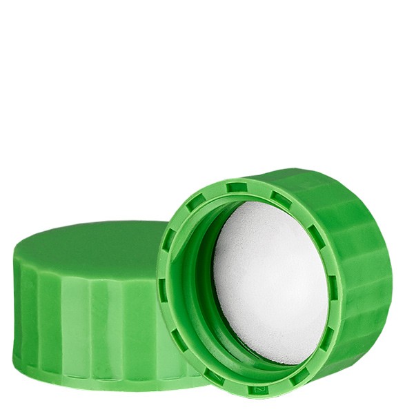 Tappo a vite colore verde con inserto PE, S27x3