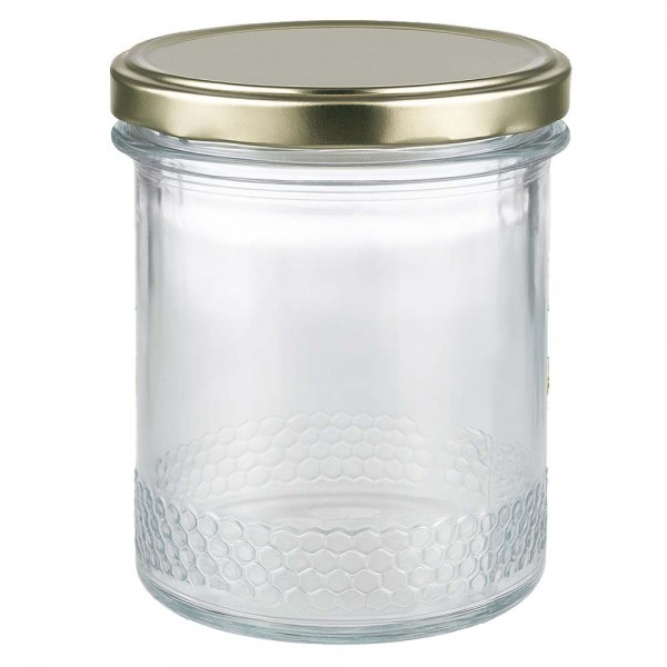 Vasetto per miele da 400 g con capsula dorata BioSeal UNiTWIST