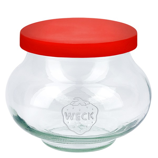 Barattolo per gioielli WECK da 560 ml con coperchio in silicone rosso