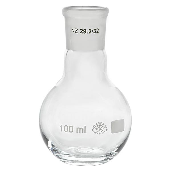 Matracci a fondo piatto 100 ml in borosilicato a collo largo con smerigliatura normalizzata 29/32