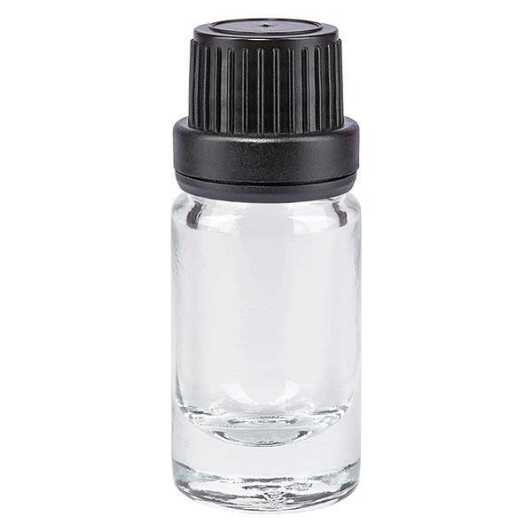Flacone da farmacia 5 ml trasparente con tappo contagocce premium 2 mm antimanomissione colore nero