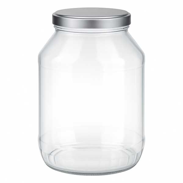 2650ml vetro rotondo + coperchio BasicSeal argento opaco UNiTWIST