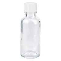 Flacone da farmacia 30 ml trasparente con tappo contagocce standard 0,8 mm colore bianco Flacone da farmacia 30 ml trasparente con tappo contagocce standard 0,8 mm colore bianco