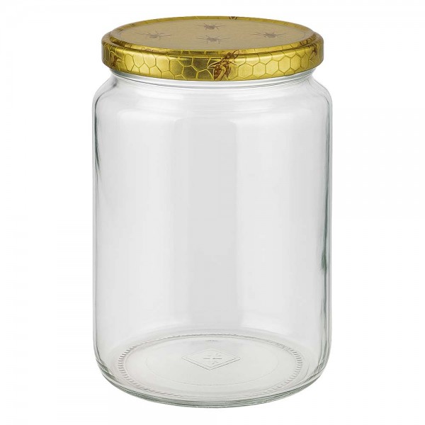 Vasetto per miele da 1000 g con capsula con motivo a favo BasicSeal UNiTWIST