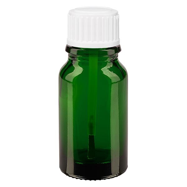 Flacone da farmacia 10 ml colore verde con tappo a vite pennello colore bianco