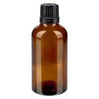 Flacone da farmacia 50 ml colore marrone con tappo a vite anello salvagoccia antimanomissione colore nero Flacone da farmacia 50 ml colore marrone con tappo a vite anello salvagoccia antimanomissione colore nero
