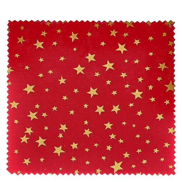 1 x copri barattolo in stoffa 150 x 150 mm colore rosso con stelle color oro per tappi di diametro 43-100 mm