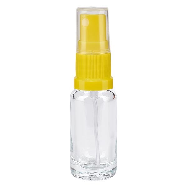 Flacone da farmacia 10 ml trasparente con inserto spray standard colore giallo