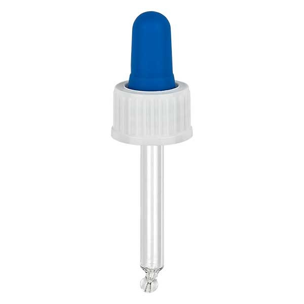 Pipetta con contagocce in vetro colore bianco/blu 18 mm PL44 standard