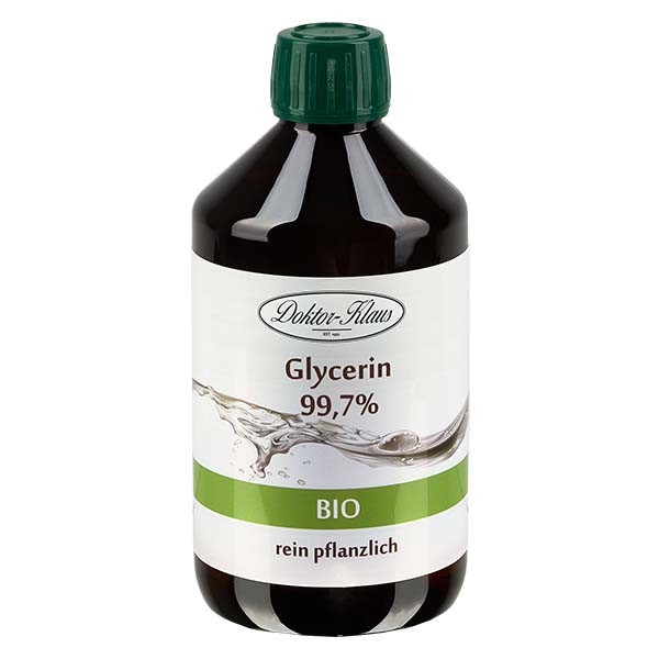 Glicerina bio al 99,7% in bottiglia PET colore marrone 500 ml con tappo antimanomissione - E 422