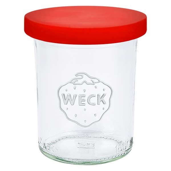 Bicchieri da 160 ml WECK RR60 con coperchio in silicone rosso