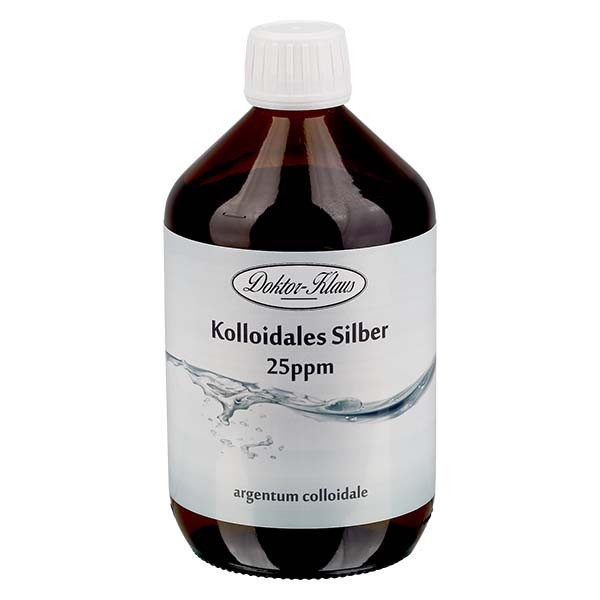 500 ml di argento colloidale Doktor-Klaus, 25ppm, per la ricarica, in bottiglia PET marrone