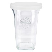 795ml Bicchiere Quadro WECK RR100 w. Coperchio in silicone bianco 795ml Bicchiere Quadro WECK RR100 w. Coperchio in silicone bianco