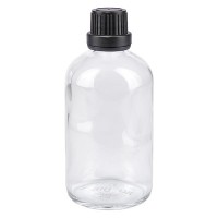 Flacone da farmacia 100 ml trasparente con tappo contagocce premium 2 mm antimanomissione colore nero Flacone da farmacia 100 ml trasparente con tappo contagocce premium 2 mm antimanomissione colore nero