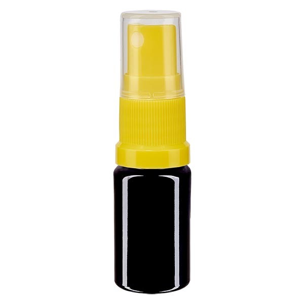 Flacone in vetro viola 5 ml con nebulizzatore a pompa colore giallo