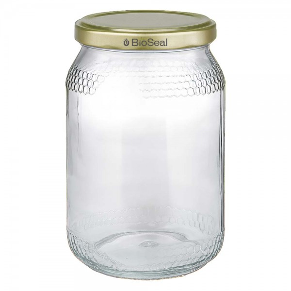 Vasetto per miele da 1260 g con capsula dorata BioSeal UNiTWIST