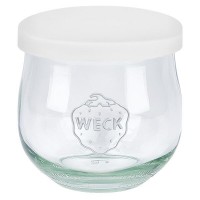 Vaso Tulipano WECK da 370 ml con coperchio in silicone bianco Vaso Tulipano WECK da 370 ml con coperchio in silicone bianco