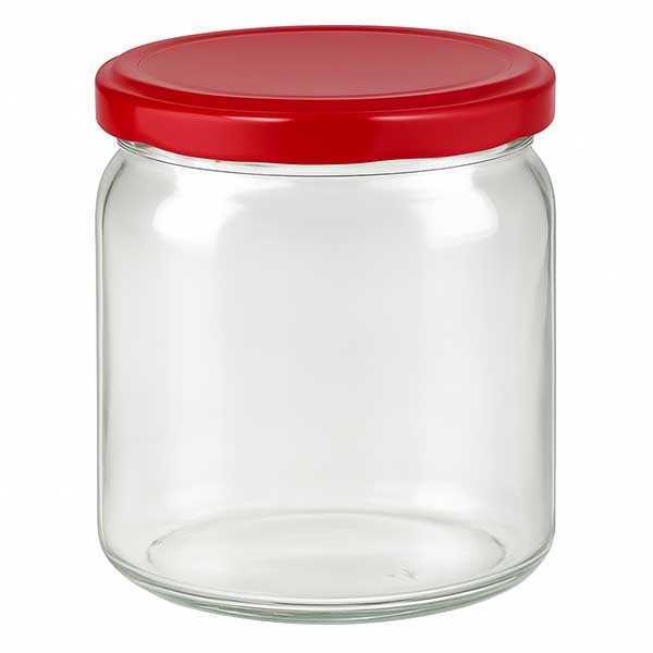 408ml vetro rotondo + coperchio BasicSeal rosso UNiTWIST