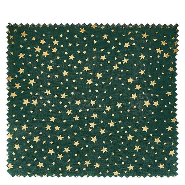 1 x copri barattolo in stoffa 150 x 150 mm colore verde con stelle color oro per tappi di diametro 43-100 mm