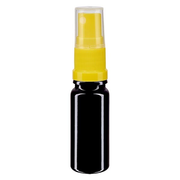 Flacone in vetro viola 10 ml con nebulizzatore a pompa colore giallo