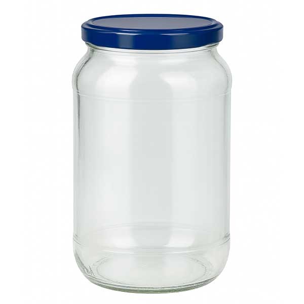 1062ml vetro rotondo + coperchio BasicSeal blu UNiTWIST