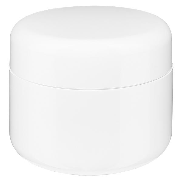 Barattolo per crema ‘Softline’ colore bianco 30 ml con tappo a vite e disco di copertura