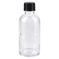 Flacone da farmacia 50 ml trasparente con tappo contagocce standard 1 mm colore nero Flacone da farmacia 50 ml trasparente con tappo contagocce standard 1 mm colore nero