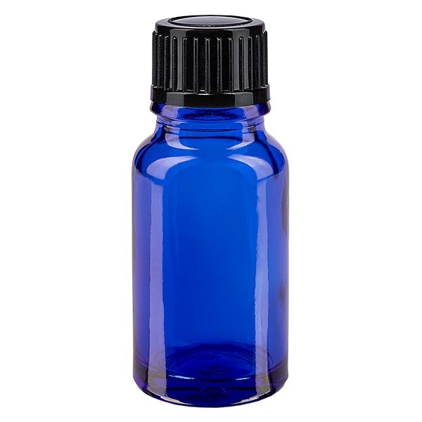 Flacone da farmacia 10 ml colore blu con tappo contagocce standard 1 mm colore nero