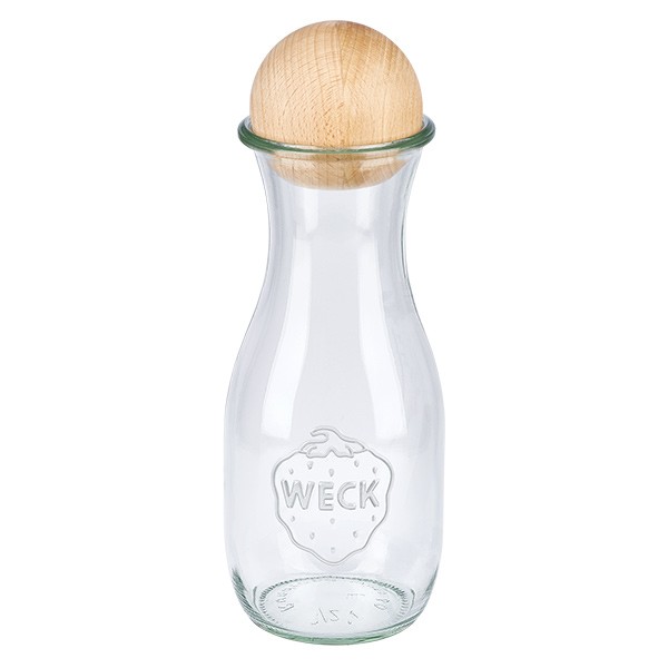 Bottiglia per succo di frutta WECK 530 ml con tappo a sfera in legno
