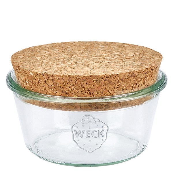 Bicchieri da 290 ml bassi WECK RR100 con tappo di sughero naturale